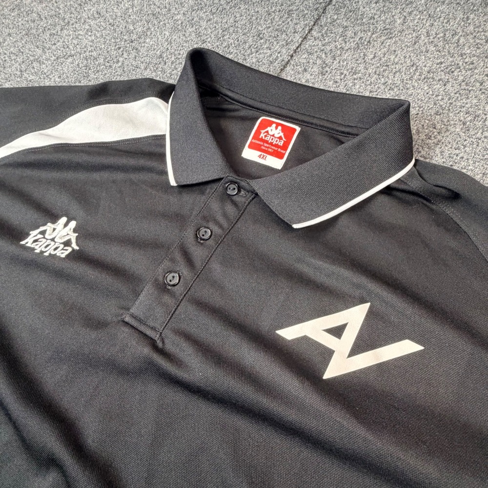 Kappa Mens Size 4XL Black Short Sleeve Athletic Polo Shirt AV Logo Sportswear